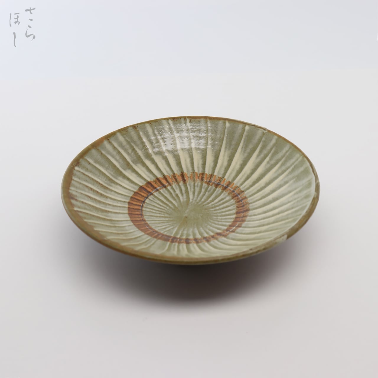 小鹿田焼 小袋窯 5寸皿 打ち刷毛目 薄青 直径約15cm 中皿 陶器 和食器 民藝