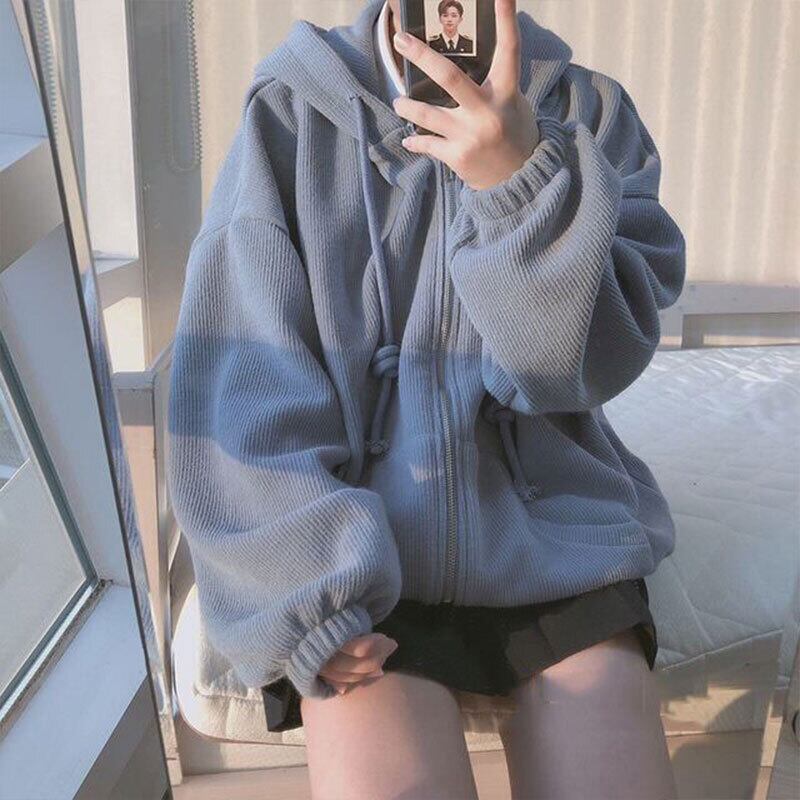 フードジャケット オータムウィンタールーズカジュアルスタンダードトップス ロング レトロ 秋物 冬物 萌量不足13282689375