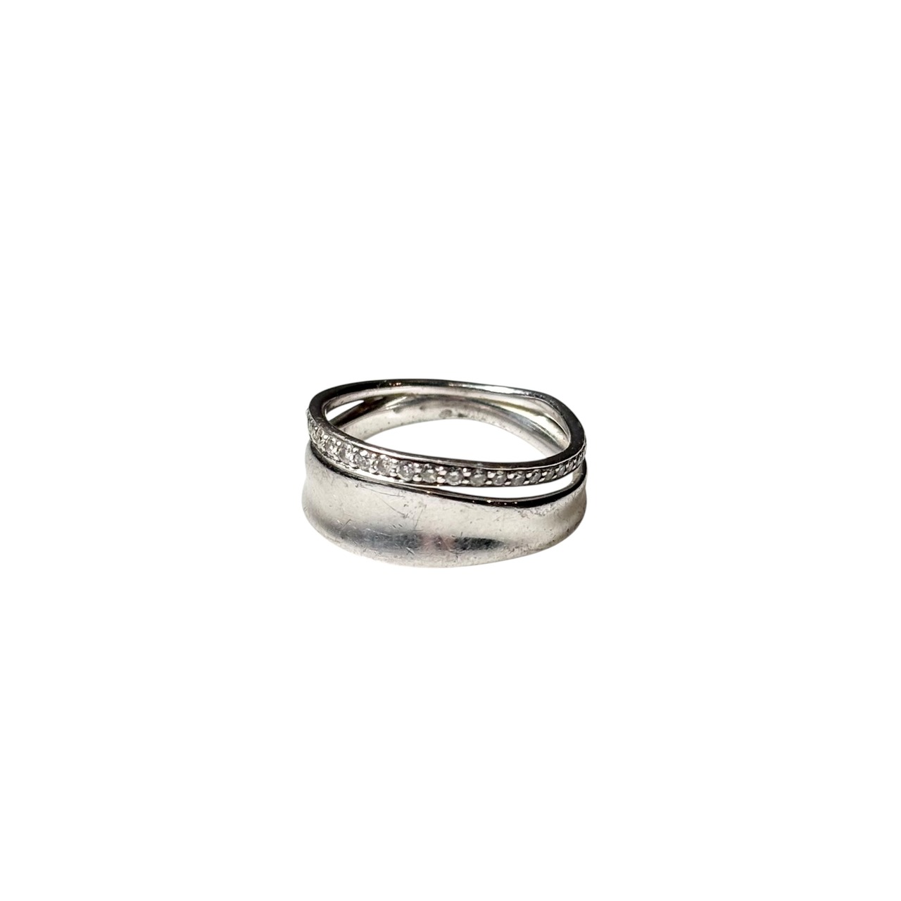 GEORG JENSEN silver split ring set with diamonds