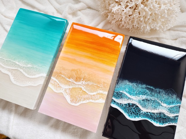 139.オーシャンレジンアート 3連アート