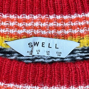 【SWELL】柄ニット セーター デザインニット アクリル ウール 薄手 ラグランスリーブ M相当 US古着