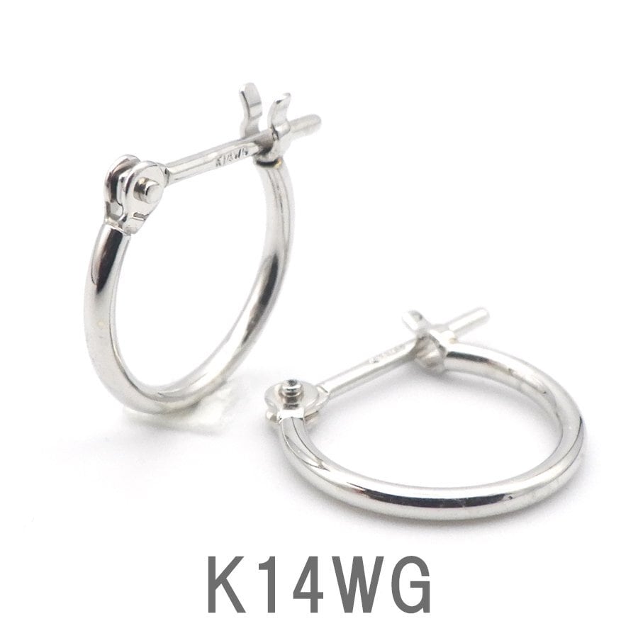 ピアス K14WG ダイヤモンド0.15ct/0.15ct フープ