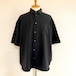 Reflax® Linen Like LINON Regular Collar Box-A Line Half Sleeve Shirts　Black