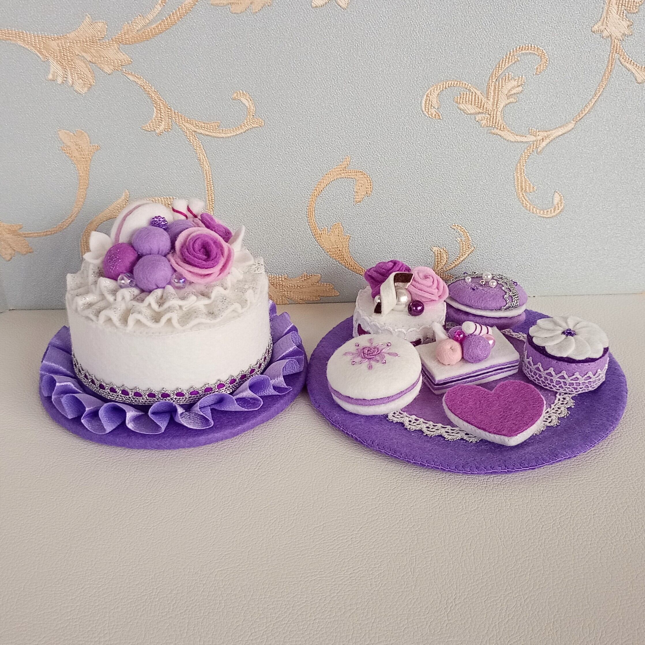 プリンセスのティーセット＊藤色＊ | カナの青い箱【フェルト＆刺繍の