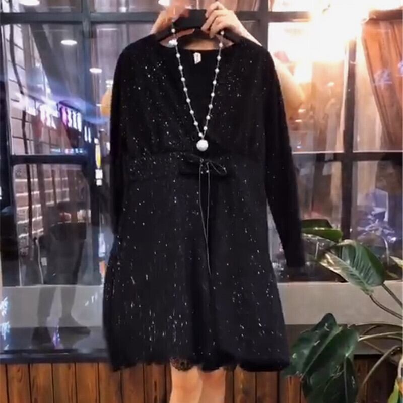 プラスファットカバーミートドレスファットmmラージサイズミドル丈スタイル2020秋新作レディースルーズウエストロングスカートファッション ミックスインファッション69147165752