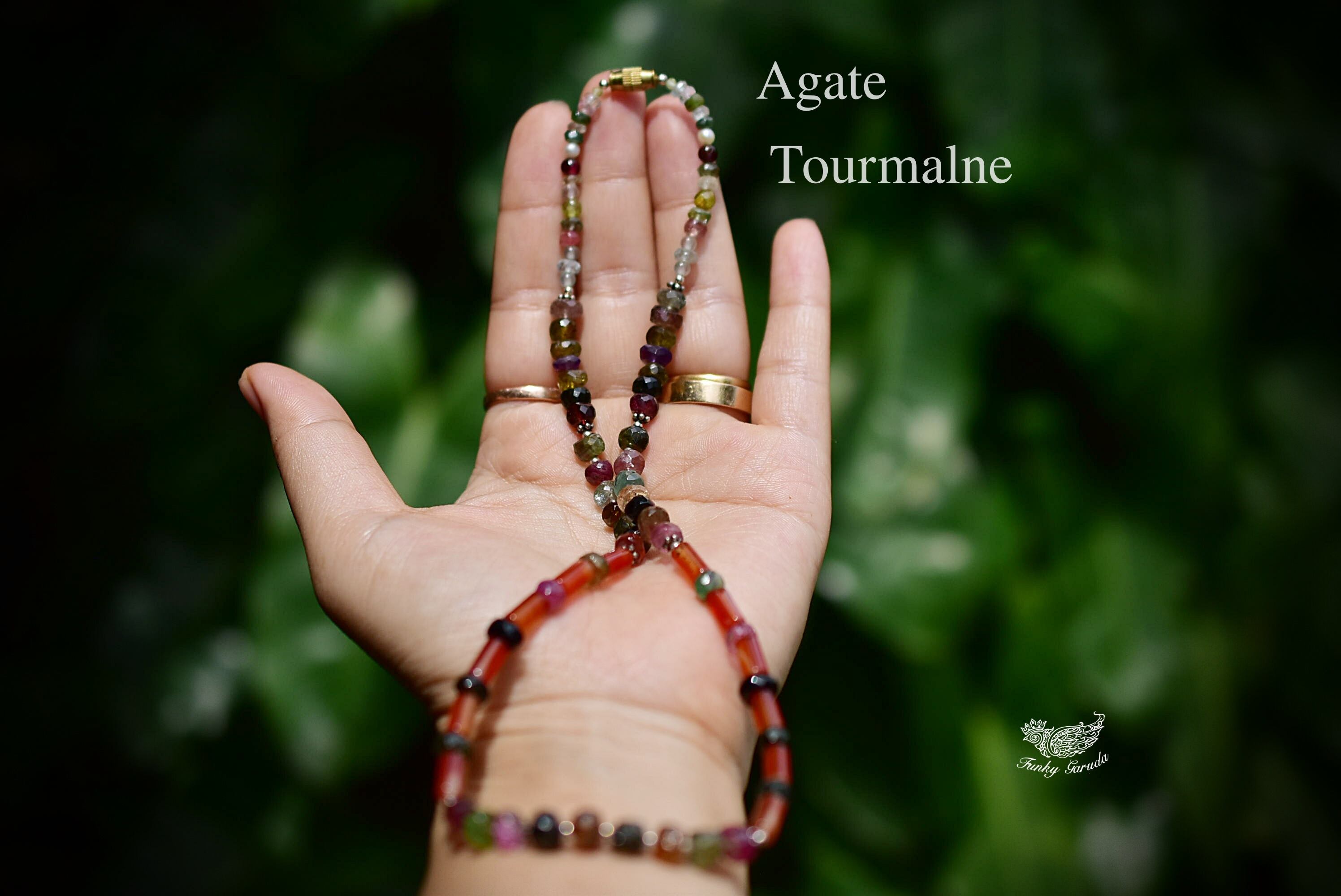 アンティーク★トルマリン+レッドアゲートネックレス611