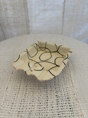 California Pottery White&Black Ashtray