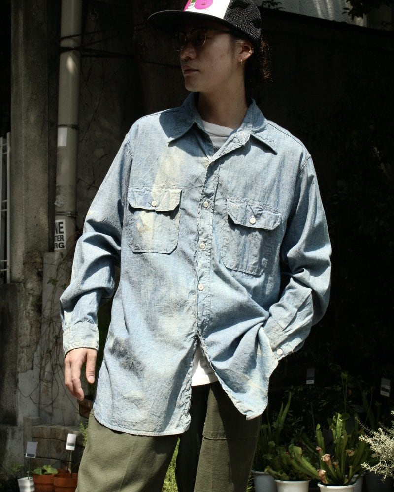 Vintage L / S chambray shirt [WASHINGTON DEE CEE] [1960s-] with