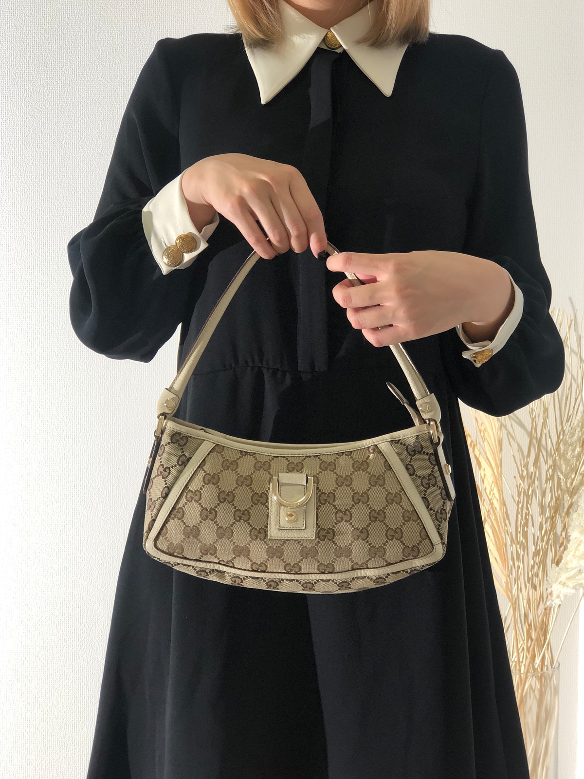 GUCCI グッチ GG柄 アビー キャンバス ホーボーバッグ ハンドバッグ 