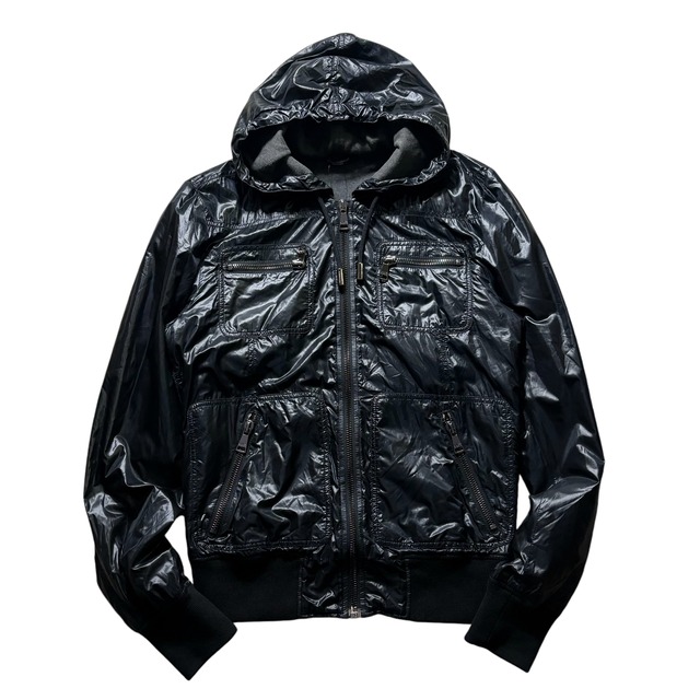DOLCE&GABBANA black nylon hooded riders jacket
