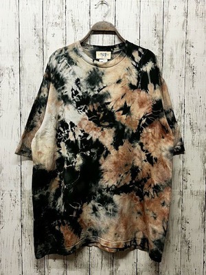 タイダイ染め Tie-dye ビッグシルエット Tシャツ　XLサイズ　ブラック×ブラウン　Hippies Dye HD19-87