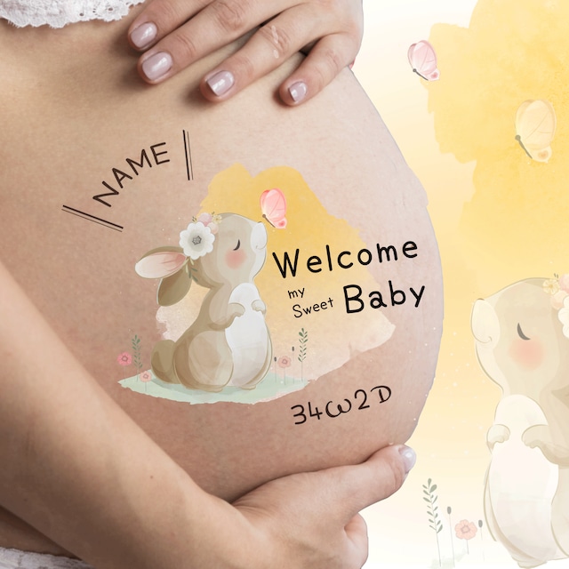 デザイナーが作るマタニティーフォト用転写シール(A4)♡赤ちゃんの名入れ無料♡
