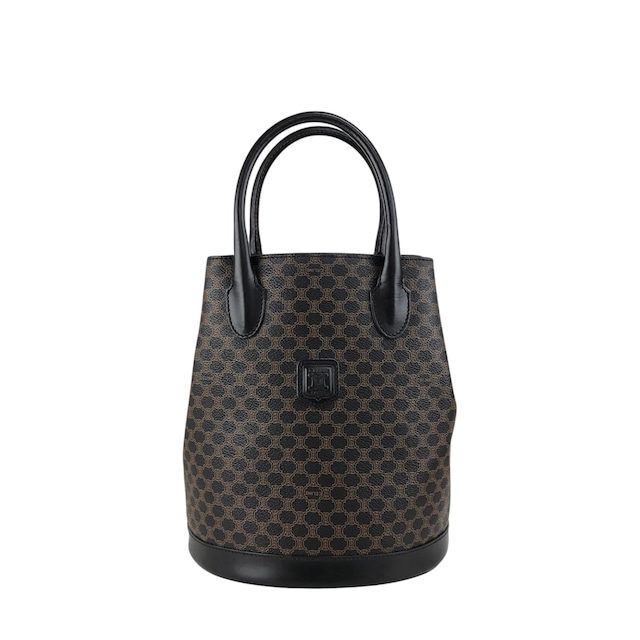 CELINE セリーヌ マカダム ハンドバッグ ブラック ブラゾン型押し PVC トートバッグ vintage ヴィンテージ オールド ypkjyr
