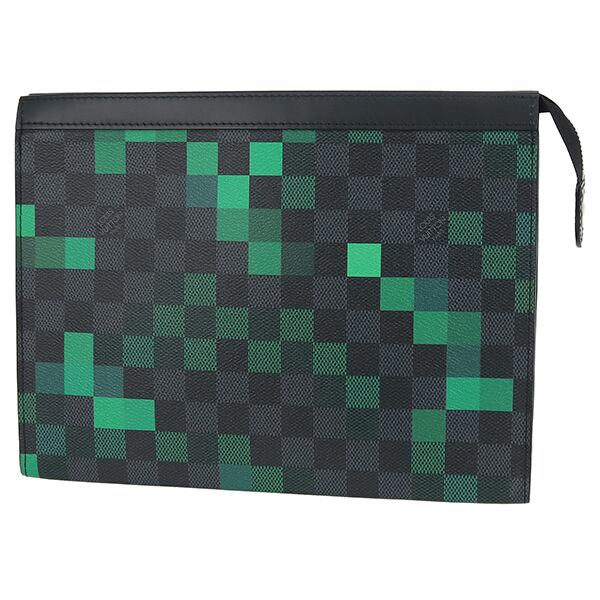 Unused LOUIS VUITTON ルイヴィトン クラッチバッグ ポシェット・ヴォワヤージュ MM ダミエグラフィット ピクセル ブラック グリーン ハンドバッグ セカンドバッグ 未使用品