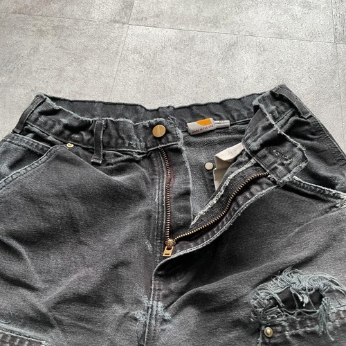 00s USA製 ブラック ダブルニー Carhartt B01 BLK w30 詳細写真8