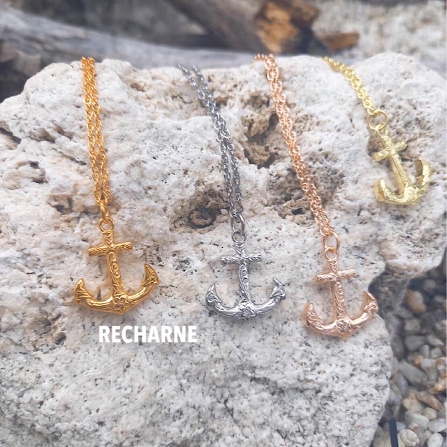 hawaii an anchor necklace 24k.ピンク.グリーンゴールドコーティング