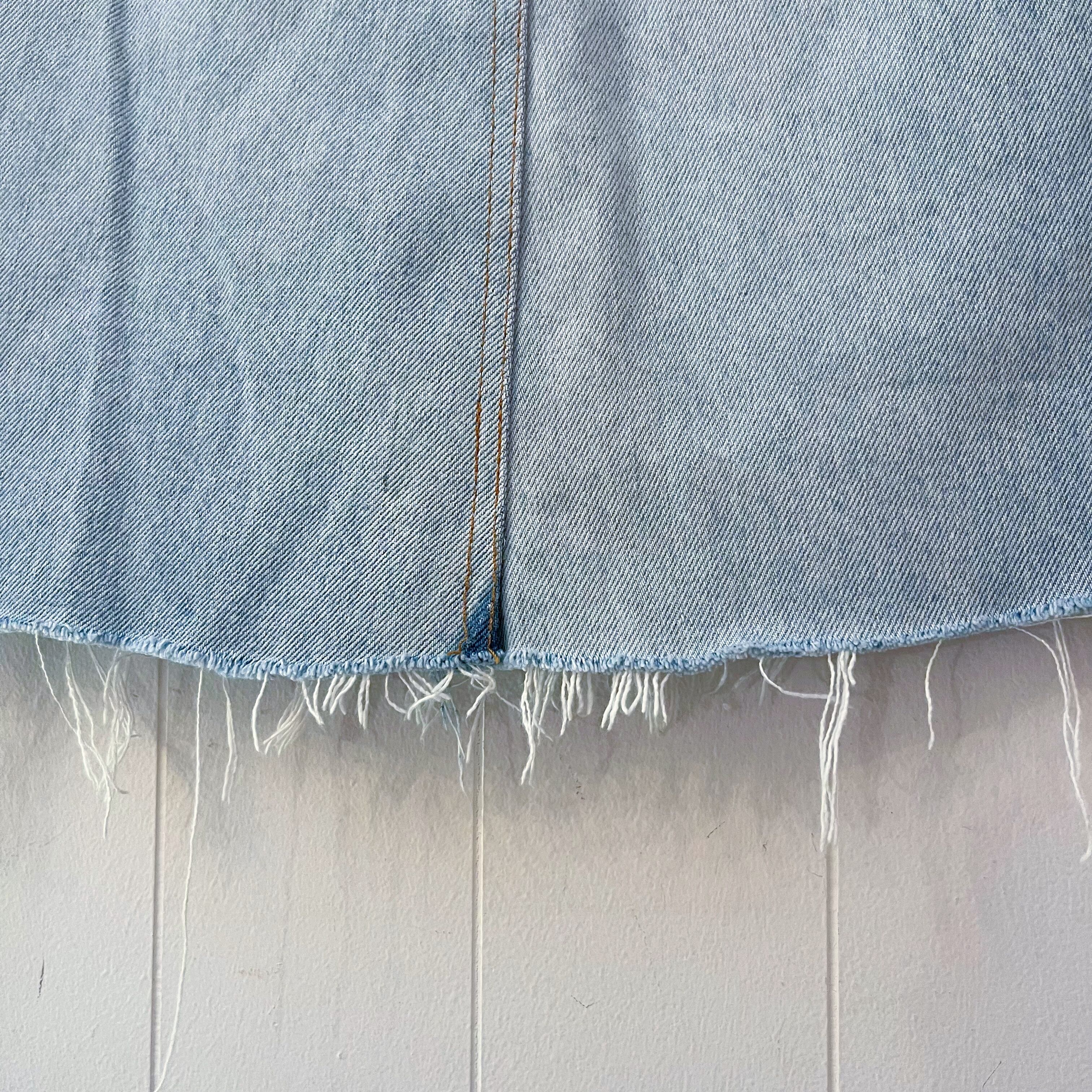 cat printed denim skirt