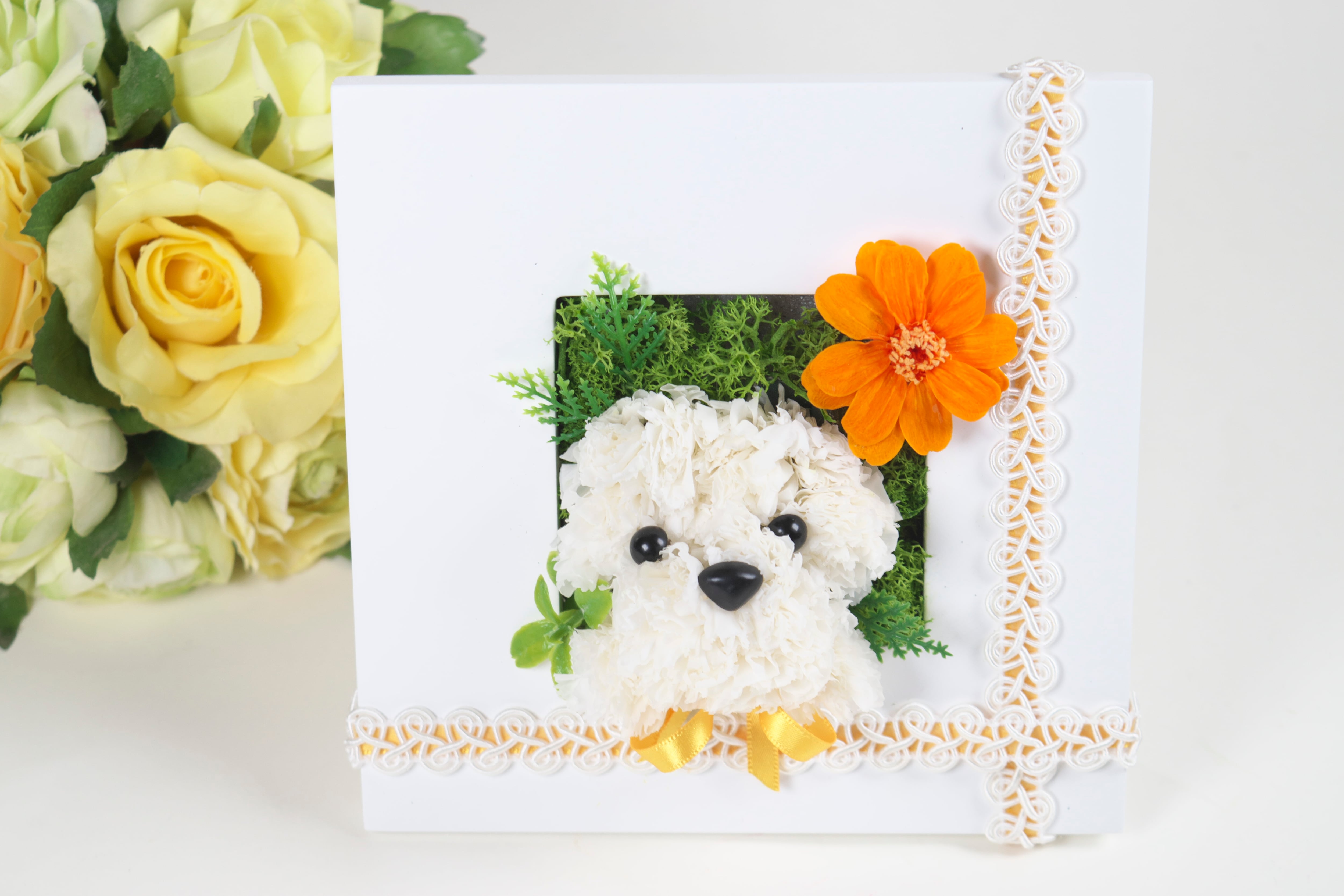 犬　トイプードル　プリザーブドフラワー 花の犬【フレーム】プリザーブドフラワー カーネーション 犬 花 犬好き