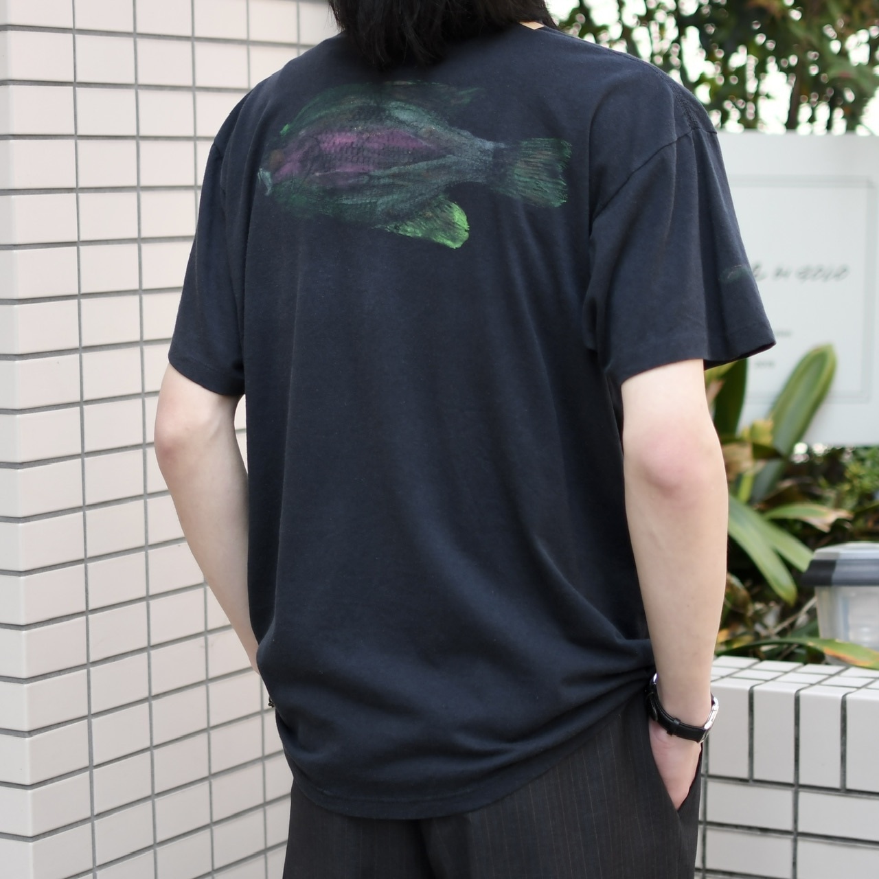 90's hand paint fish tee