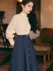 【0220】Vintage Lantern Long Sleeve 2 Piece Set