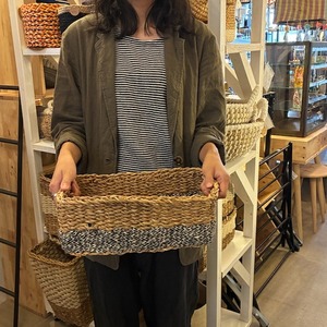Bangladesh Jute  Rectangle basket 　バングラディッシュ　ジュートレクタングルバスケット　M　収納　カゴ　ラウンド　小物入れ