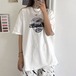 【Tシャツ】 半袖 プリント 韓国ファッション レディース ラウンドネック トップス ゆったり ルーズ 大人カジュアル かわいい ガーリー 623703726792