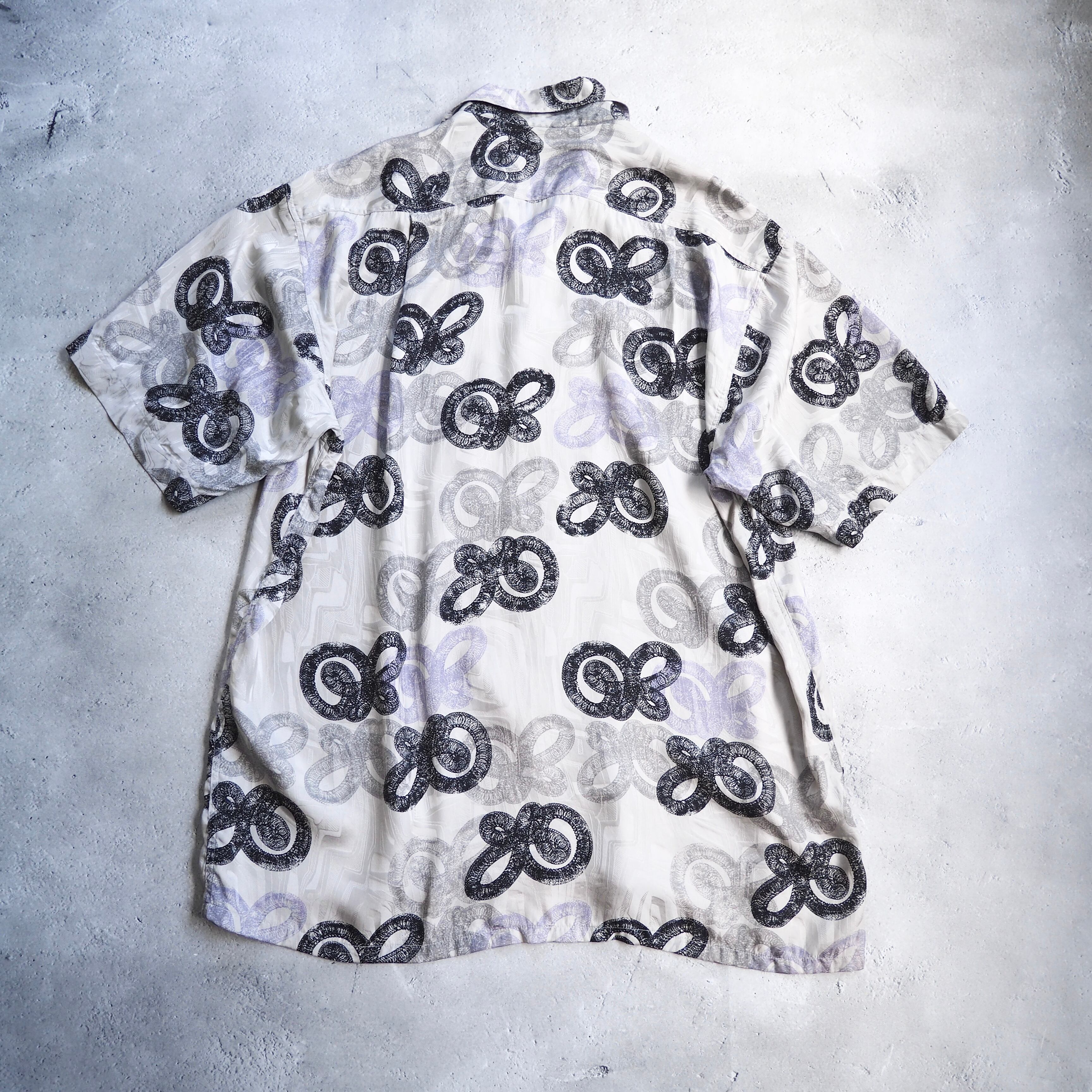” 捻縄 ” Tribal contemporary Art × Hidden pattern Drape SS silk Shirt