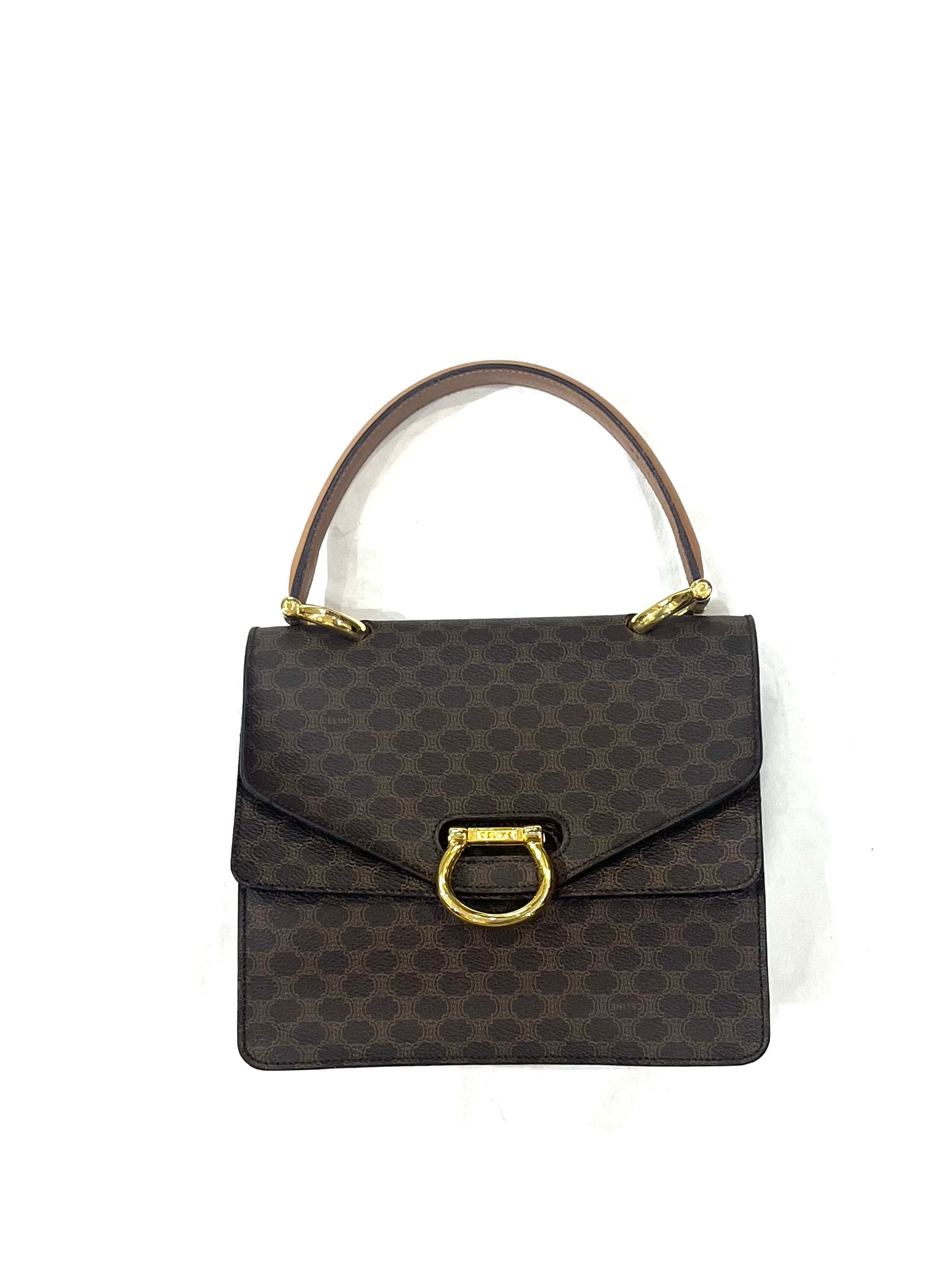 レア！マカダムロゴがカワイイ♡ CELINEタンクトップ CELINE セリーヌ Cマカダム ロゴ型押し スエード ボディバッグ ミニ