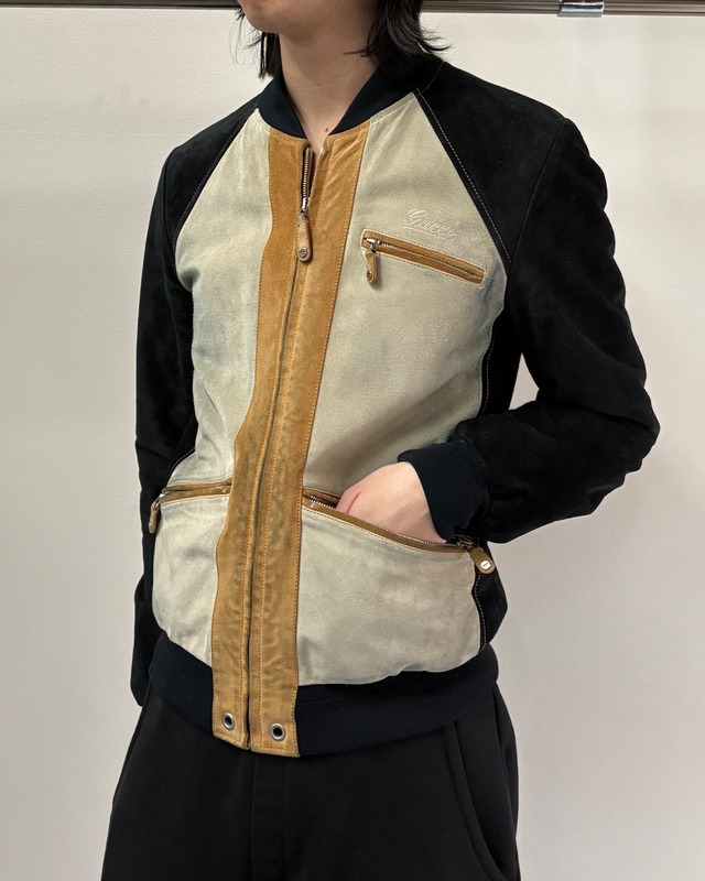 【GUCCI by Tom Ford】Suede Leather Zip-Up Bomber Jacket