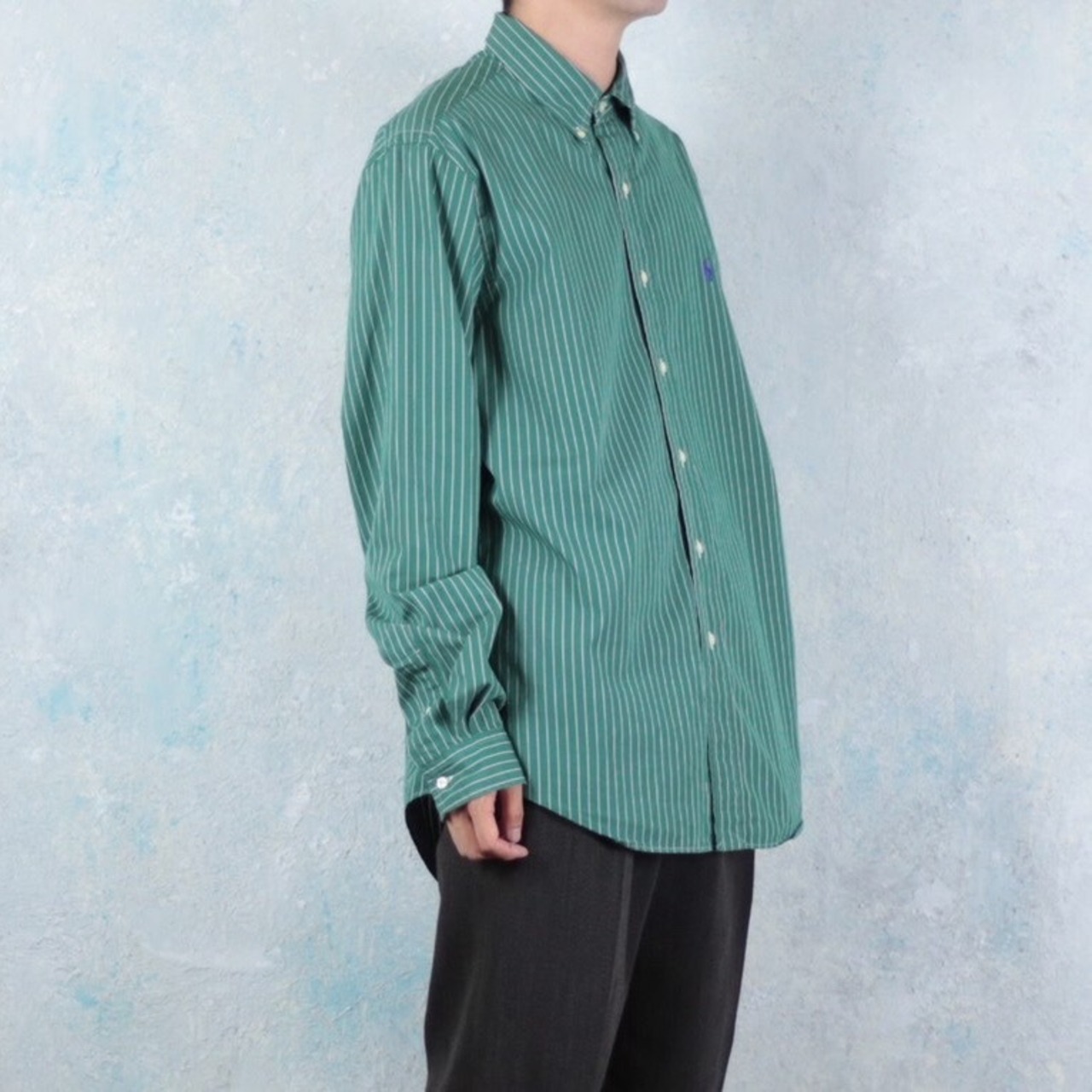 Ralph Lauren モスグリーン ストライプシャツ 【FF-2992】 | cv