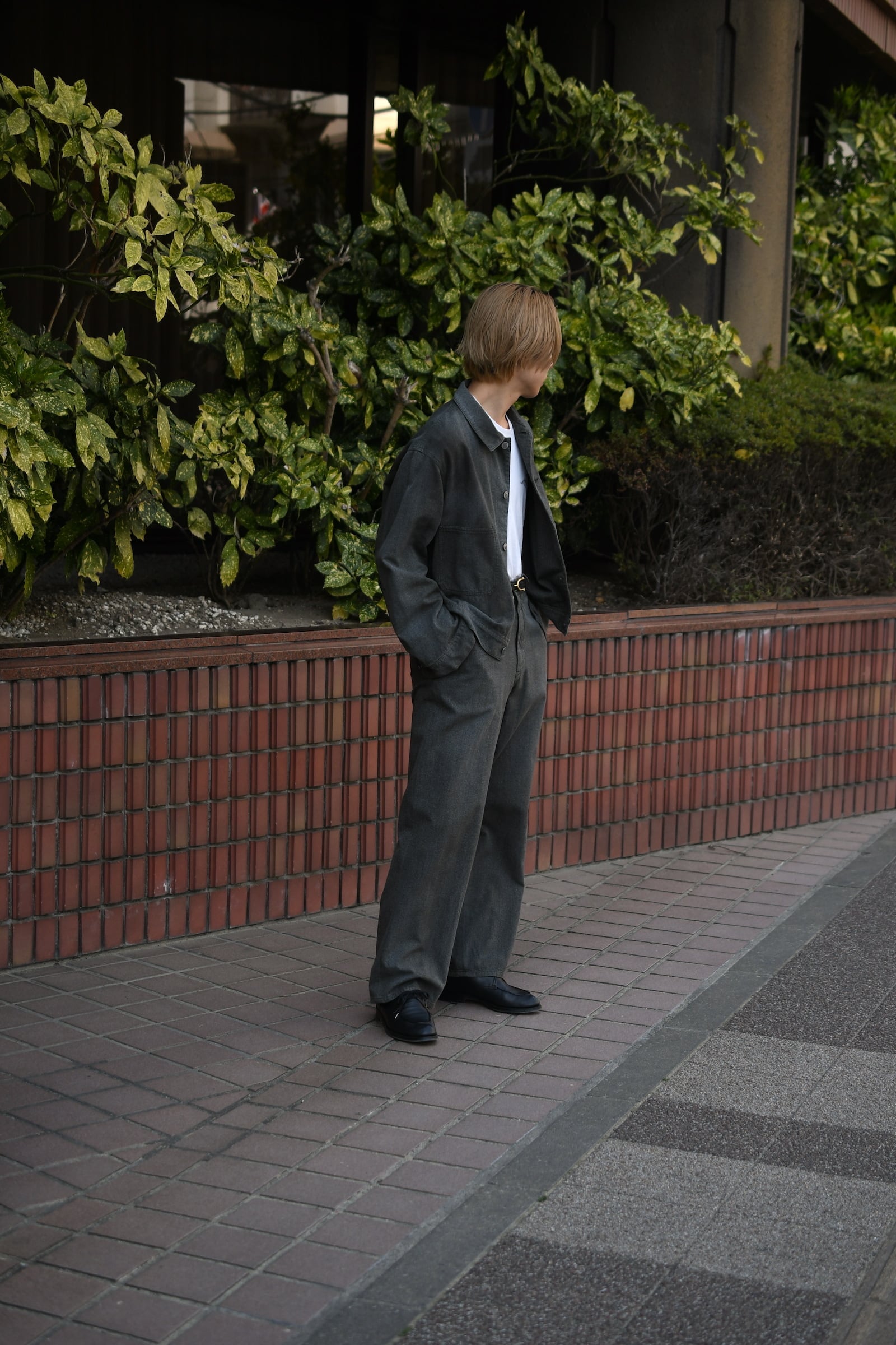 A.PRESSE / Vintage Black Chambray Work Pants (Black) | nariwai