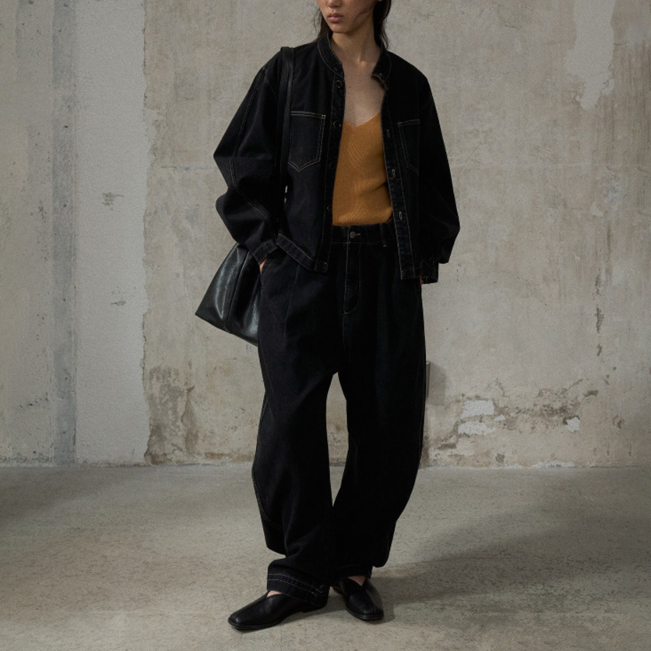 Stitched Wide Full-Length Pants  T4314