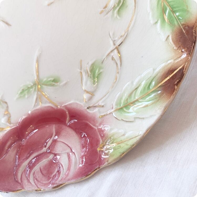 フランスアンティーク バルボティーヌ皿 | 華やかな薔薇柄 金彩 |1900