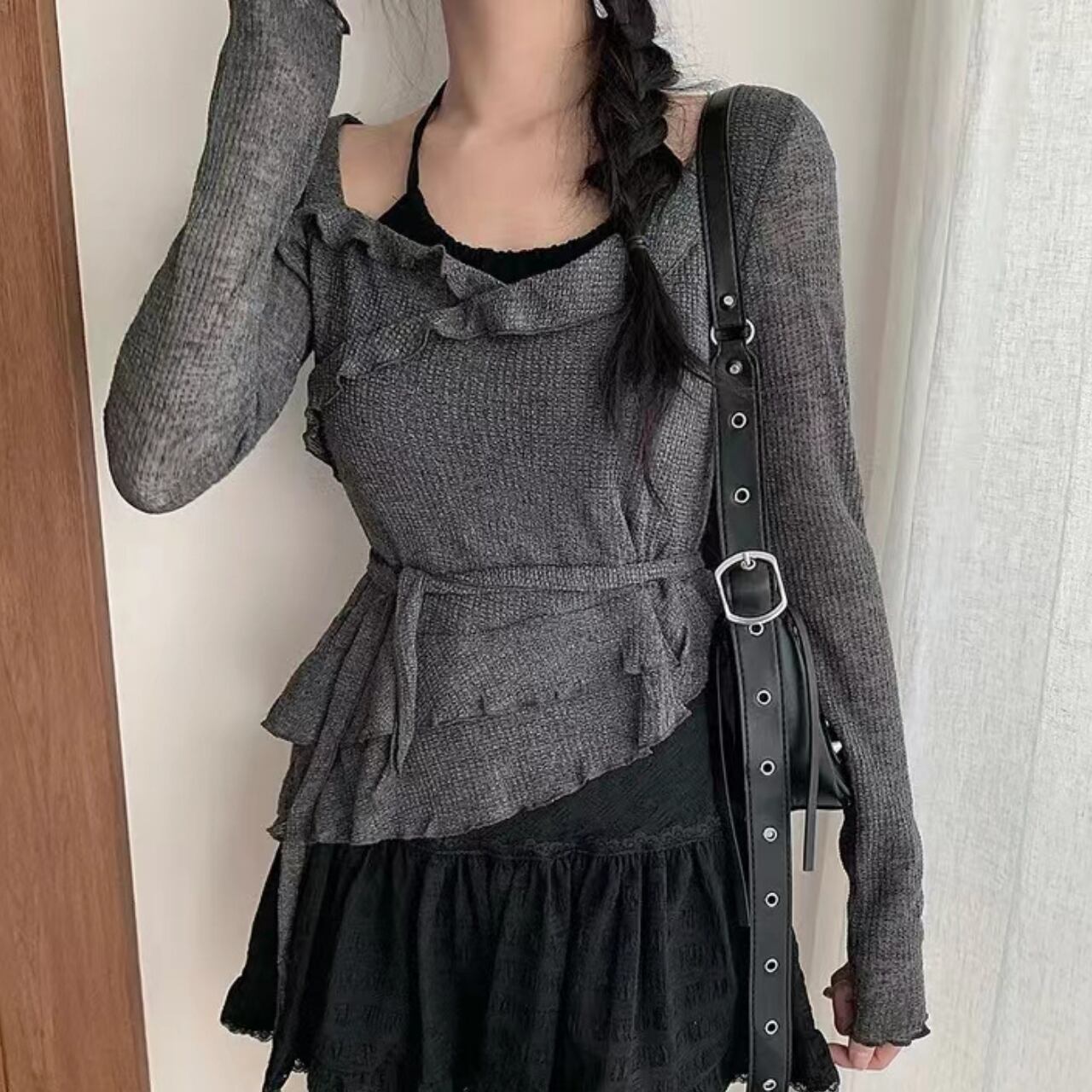 バレエコア キャミレイヤード フリルトップス A4214