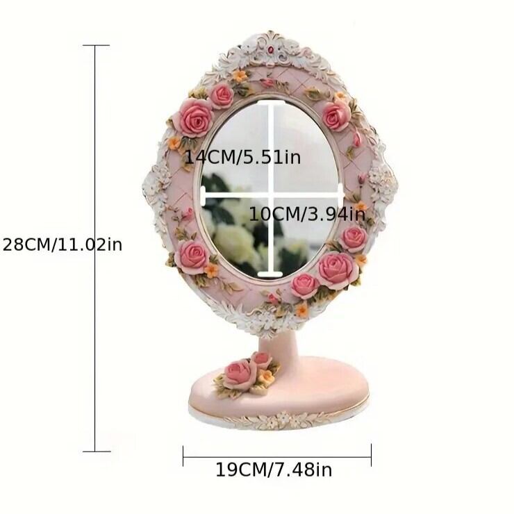 ローズミラー ロココ調 卓上 アンティーク 鏡 姫系 クラシック 薔薇