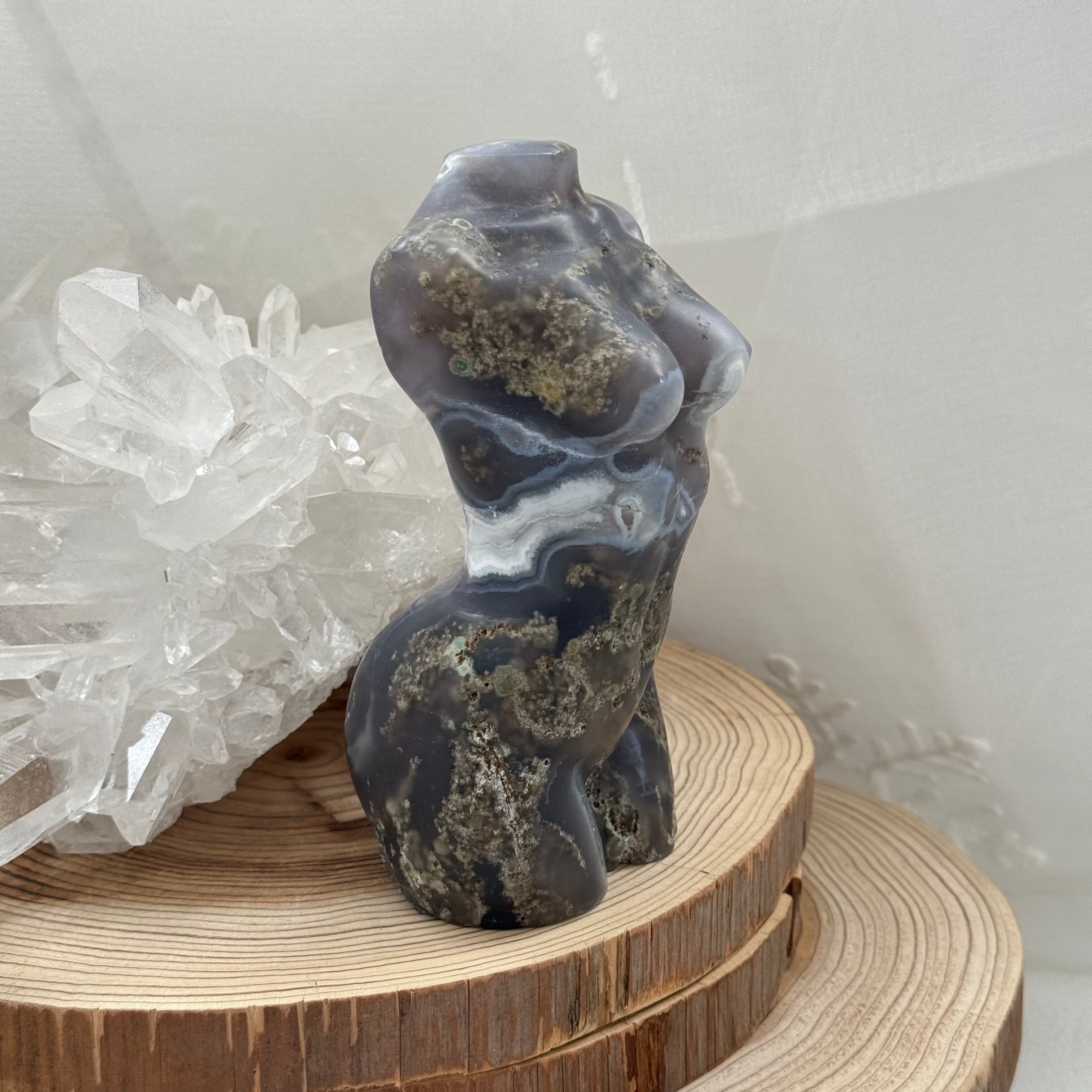 パープルモスアゲートボディ＊231165＊天然石カービング＊トルソー