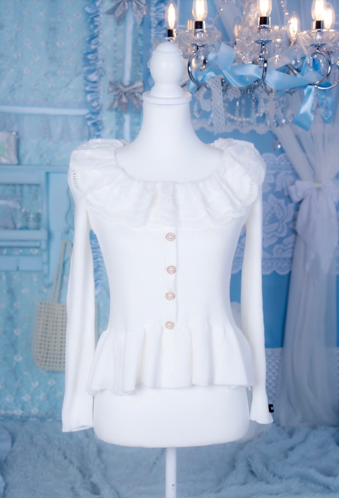 frill collar peplum knit