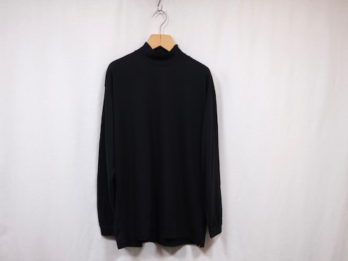 CURLY” CASHMERE BLENDED MOCK NECK L/S TEE NAVY”