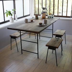 古材のダイニングセット Lowタイプ【L WORK TABLE・L BENCH・L STOOL】スツール1脚分お得