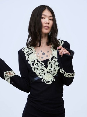 【26AW】THINGS THAT MATTER シングスザットマター / トップス / MICROCOSMOS LACE SHEER TOPS　0586TM0671P