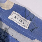 RAIKA ライカ アートデザイン レーヨン 半袖 開襟 オープンカラー シャツ LL/ブルー系 メンズ ビンテージ