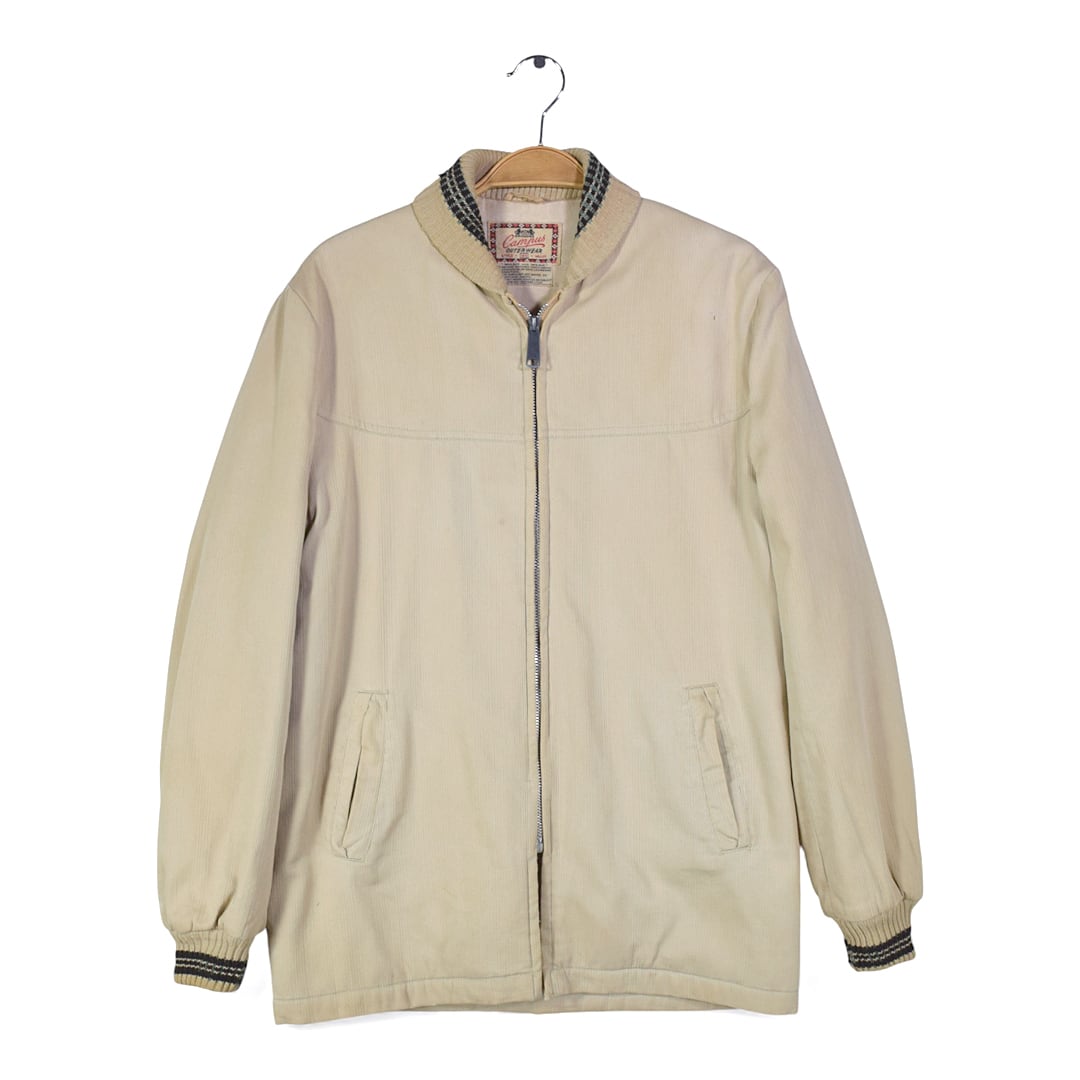 60s CAMPUS ヴィンテージ ファラオジャケット ラインリブ ファラオコート コットンJKT サイズS相当 古着 DZ0767