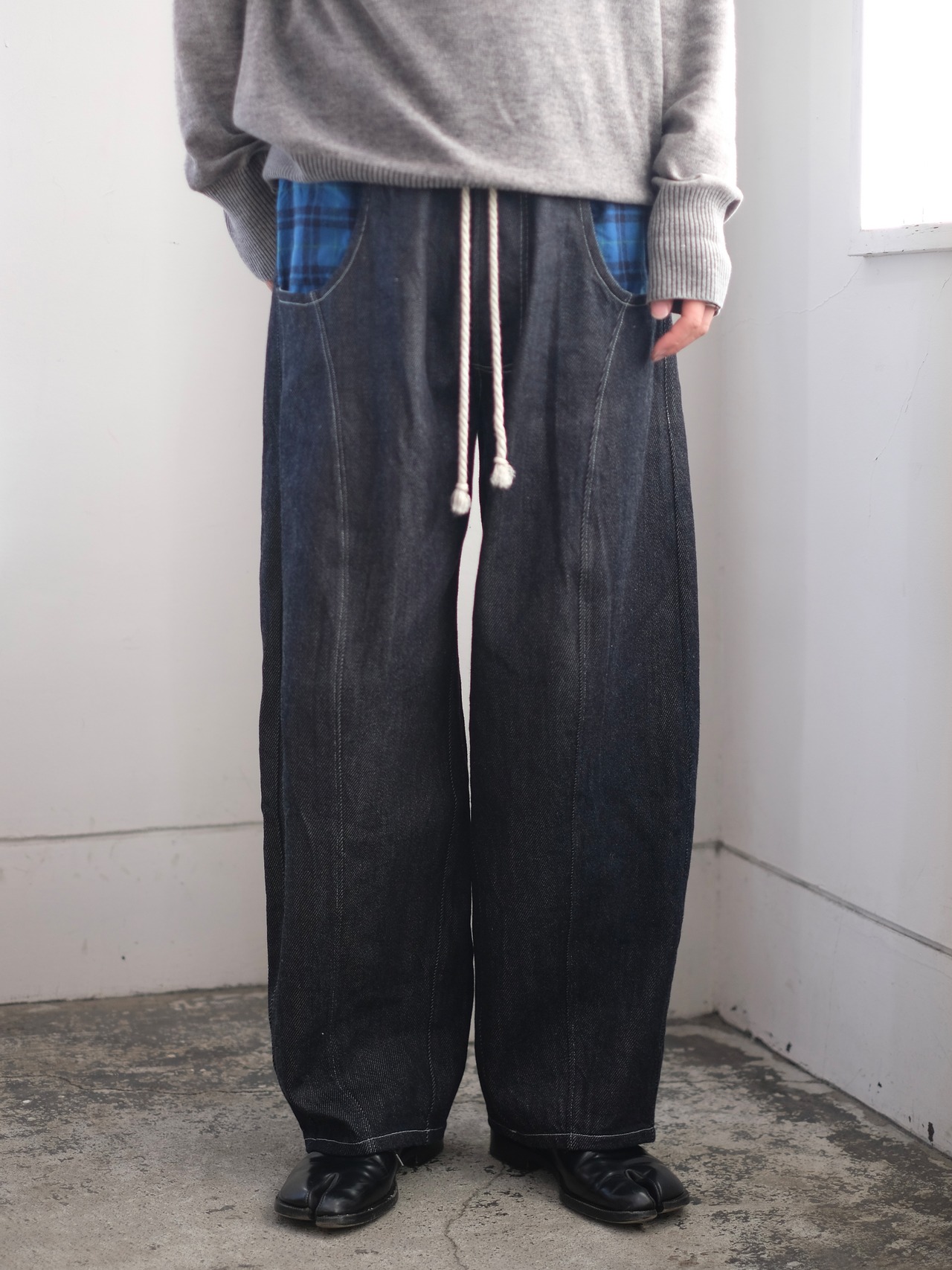 ［図鑑］デニム立体ワイドパンツ