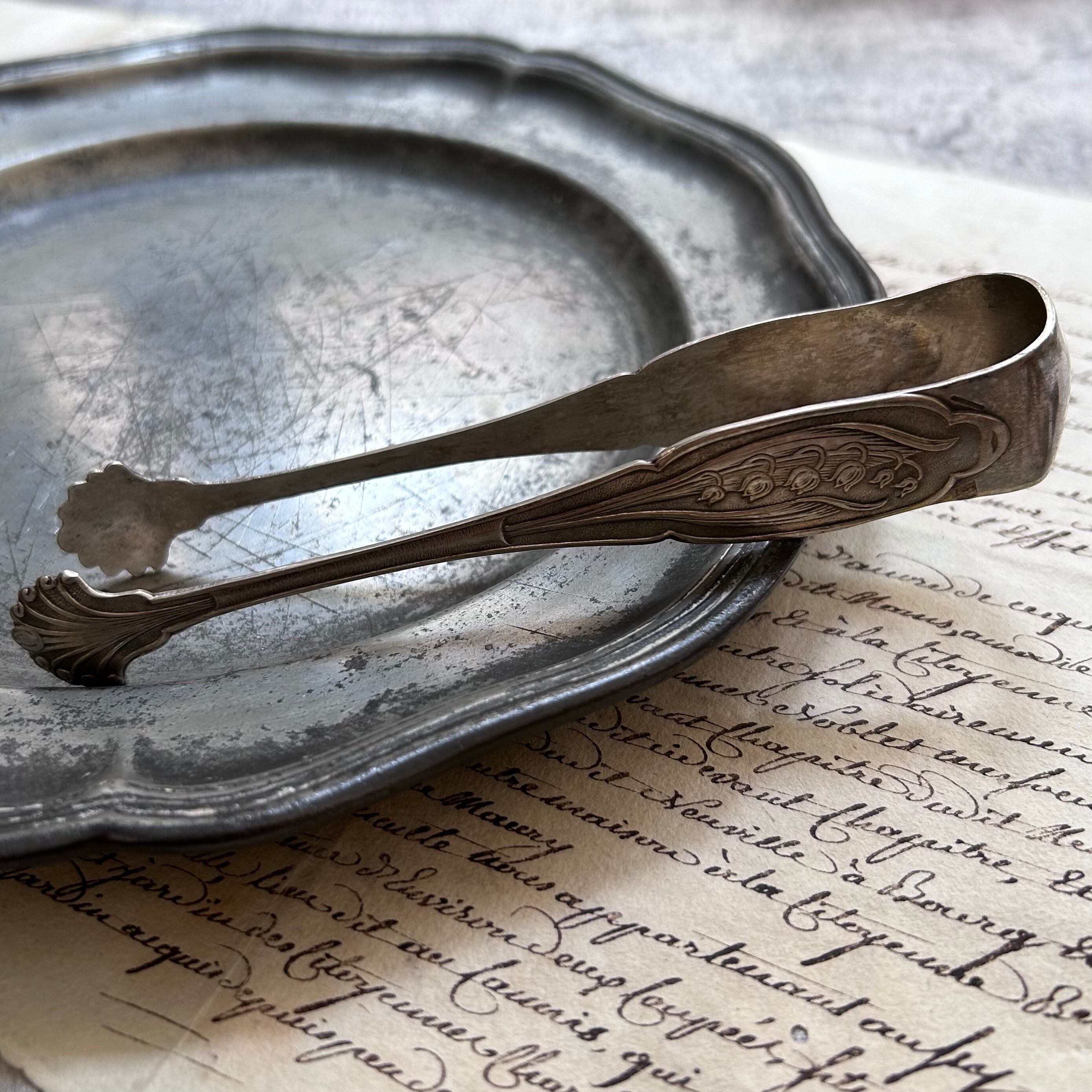 アンティークシルバープレートカトラリーバラブロカントトング