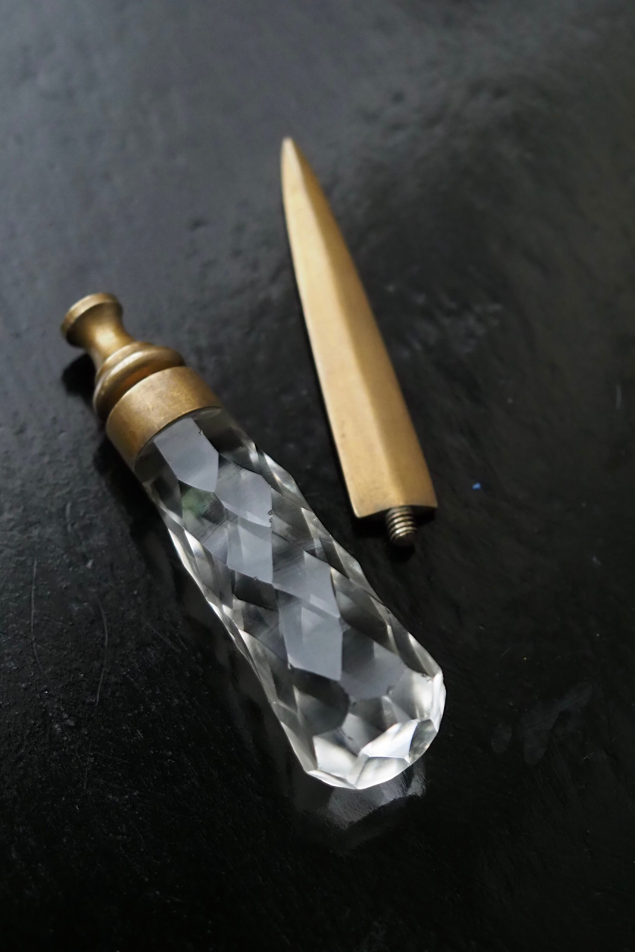 カットガラス持ち手ペーパーナイフ-antique glass grip letter opener