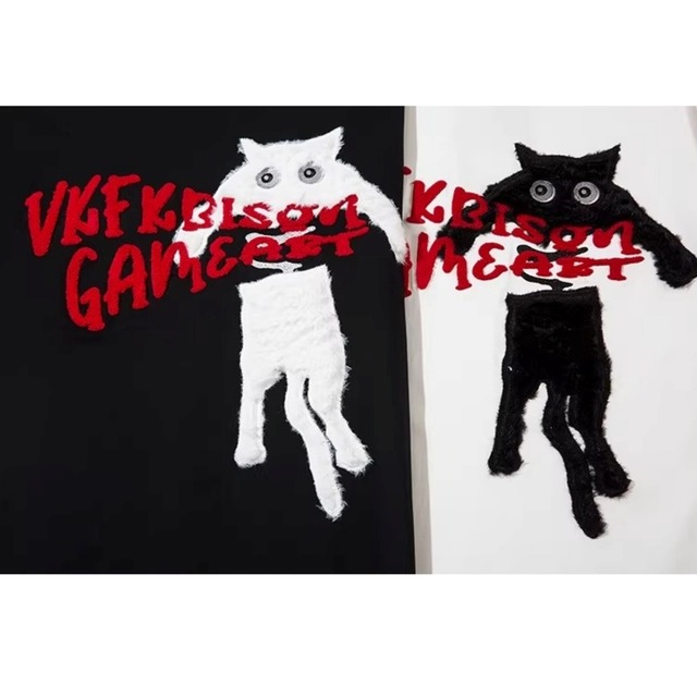 キャットグラフィティパッチワークTシャツ 2col   R01936