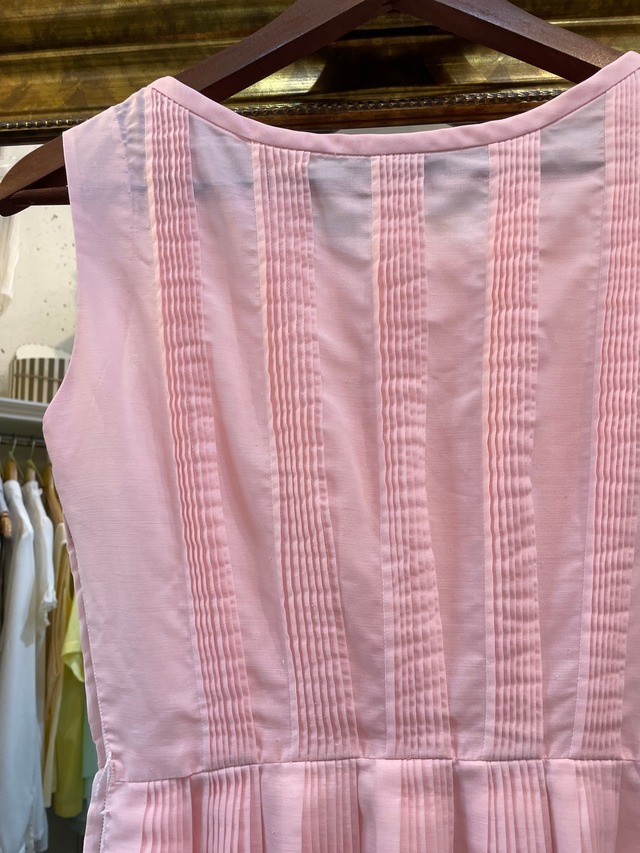 50's pink pleats sleeveless dress