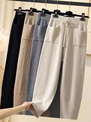ポケット付きリブパンツ