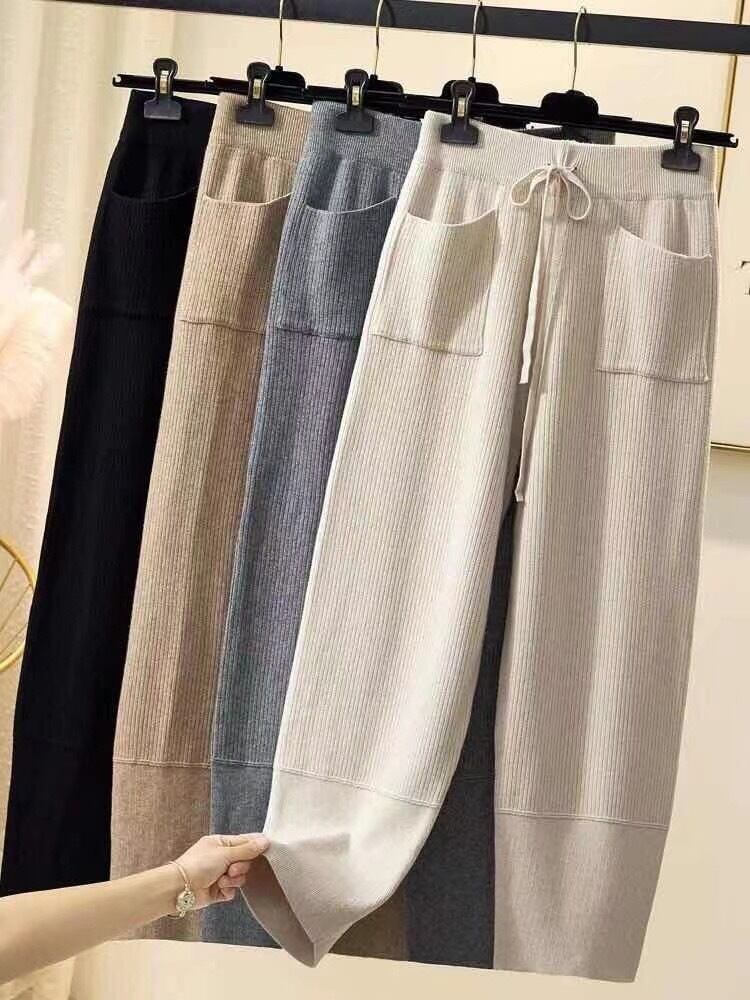 ポケット付きリブパンツ