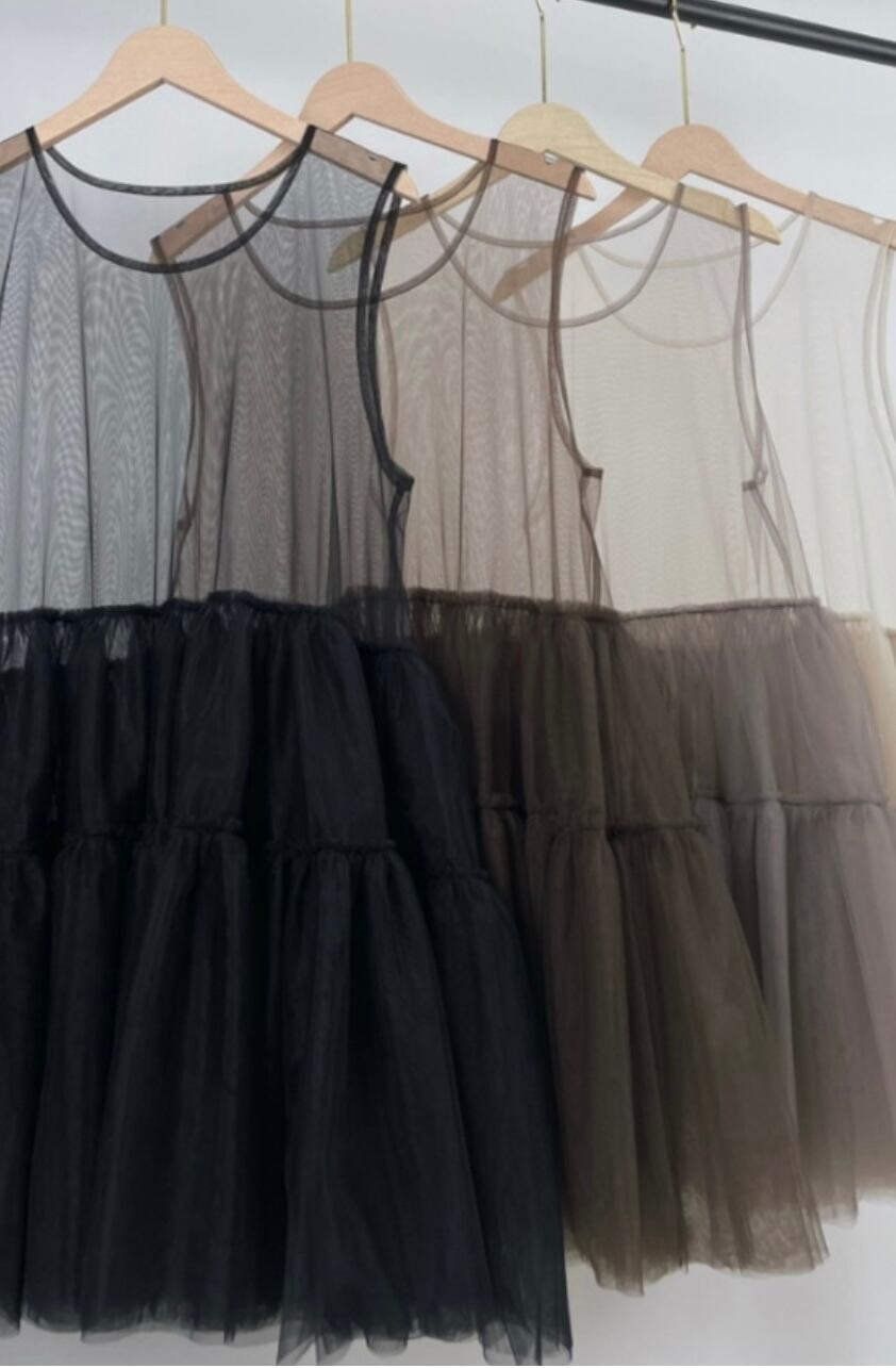 7color / ボリュームチュールノースリーブトップス